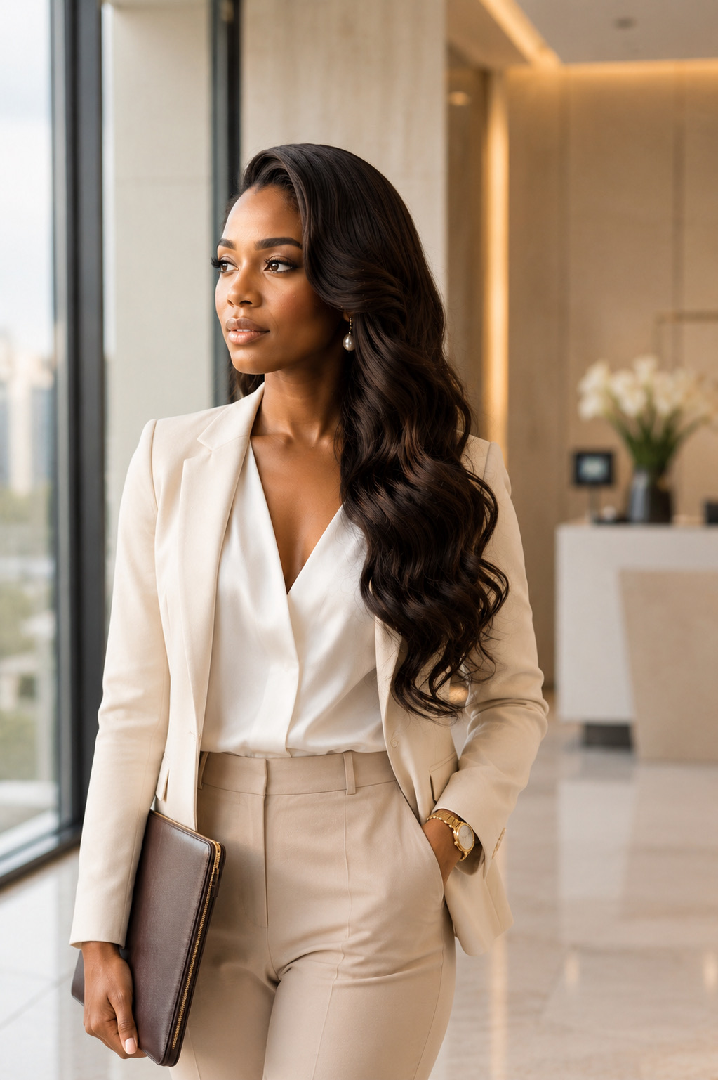 Job Interview — AA WIGS Dark Brown body wave wig