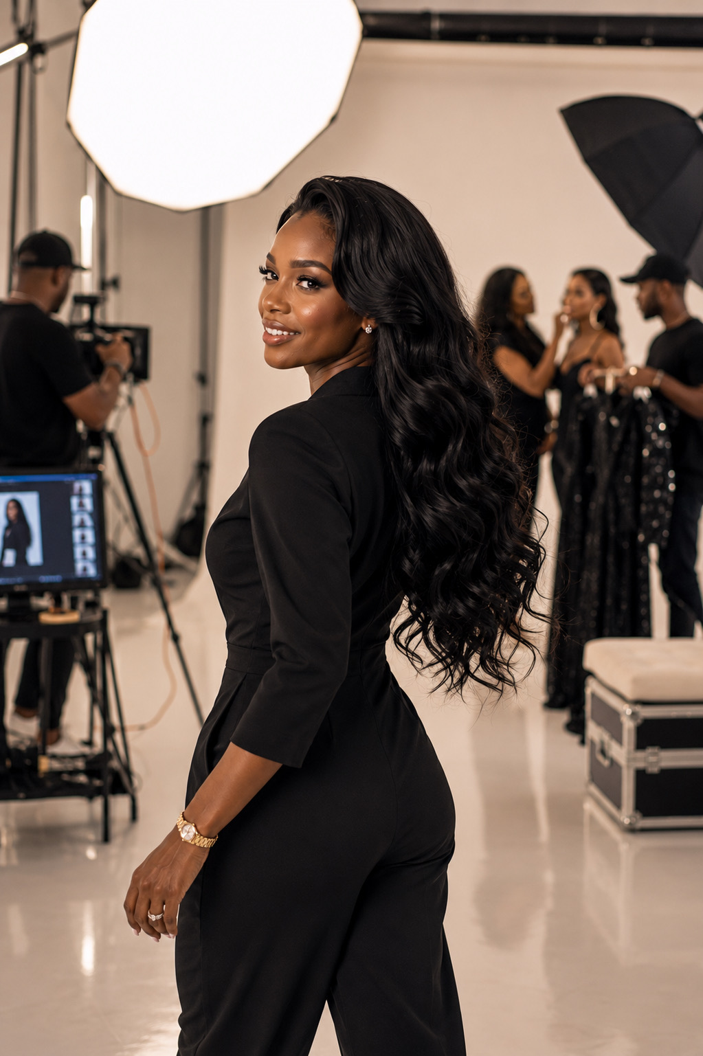 Professional Photoshoot — AA WIGS 1B Natural Black body wave wig